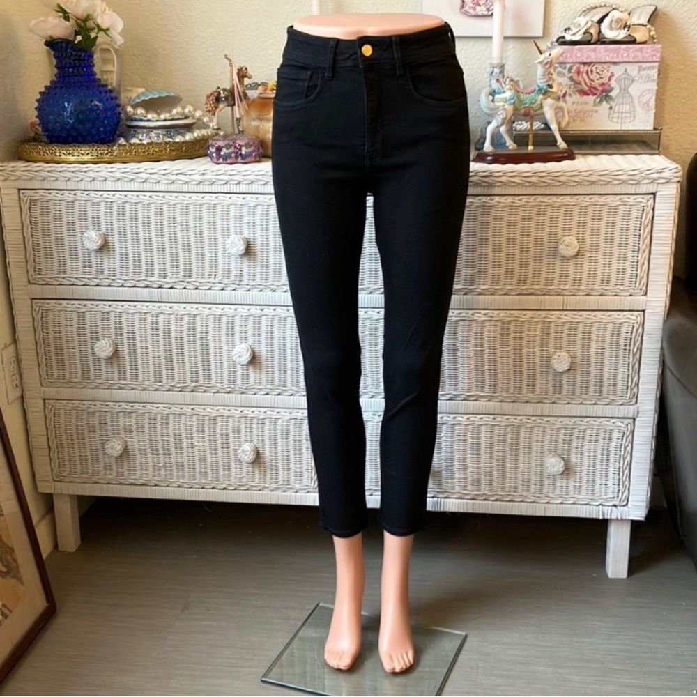 Sezane black high waisted skinny jeans 27